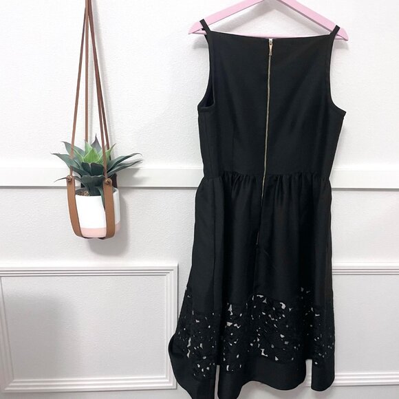 Kate Spade Lace Panel Fit and Flare Dress 14 Black Bateau Neck Sleeveless - Picture 6 of 6